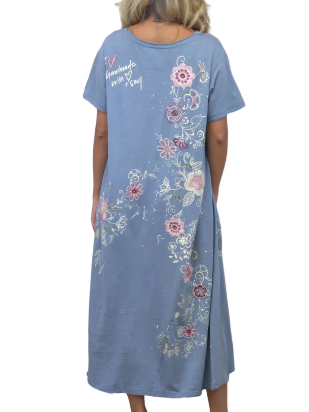 Kayla Seo Light Blue Floral Embroidered Women’s Dress Sz Small - Picture 4 of 4